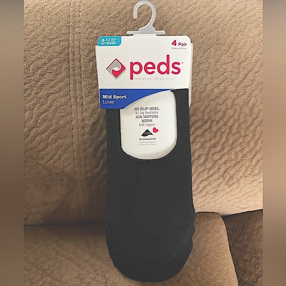 Socks — Mid Sport Liner Women's Black Socks (4 Pairs) - Shoe Size: 8-12 — Peds - Picture 14 of 14